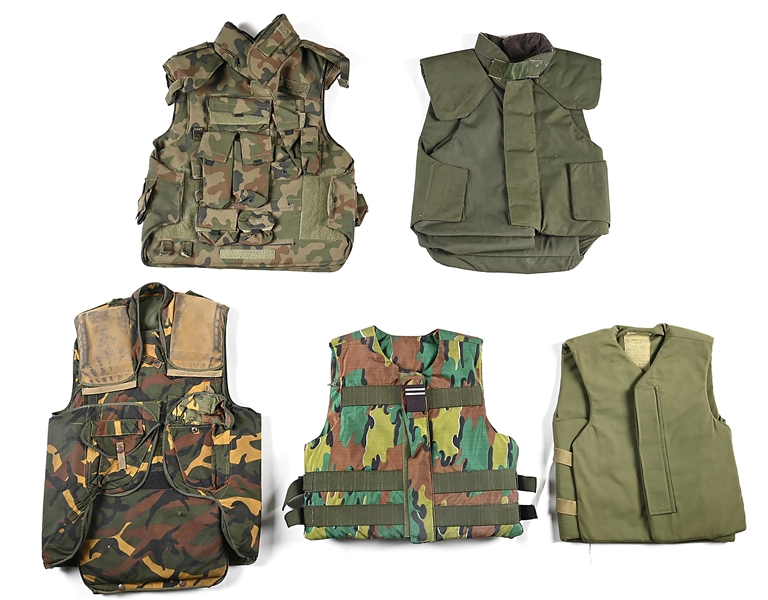LOT OF 5: POLISH, YUGOSLAVIAN, BELGIAN, BRITISH, AND SWEDISH FLAK JACKETS. 