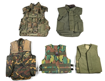 LOT OF 5: POLISH, YUGOSLAVIAN, BELGIAN, BRITISH, AND SWEDISH FLAK JACKETS. 