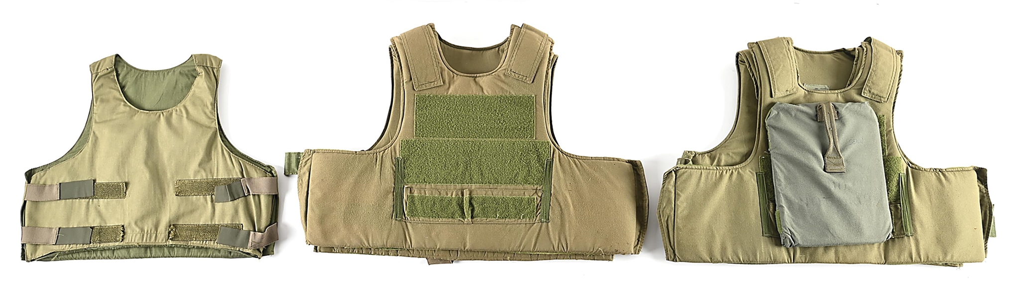 LOT OF 3: US MILITARY SOFT SMALL ARMS PROTECTIVE BODY ARMOR.