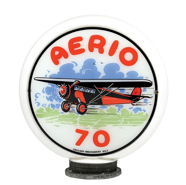 RARE AERIO 70 GASOLINE SINGLE 13.5" GLOBE LENS ON ORIGINAL GLASS BODY W/ SCREW BASE