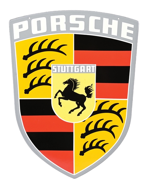 PORSCHE AUTOMOBILES PORCELAIN CREST SIGN. 