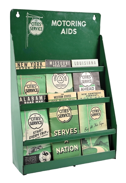 CITIES SERVICE MOTORING AIDS SERVICE STATION MAP DISPLAY W/ ORIGINAL MAPS. 