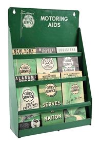 CITIES SERVICE MOTORING AIDS SERVICE STATION MAP DISPLAY W/ ORIGINAL MAPS. 