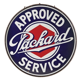 PACKARD APPROVED SERVICE PORCELAIN SIGN WITH ORIGINAL METAL RING