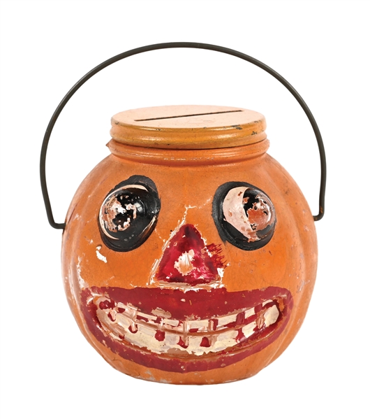 POP-EYED JACK-O-LANTERN GLASS CANDY CONTAINER