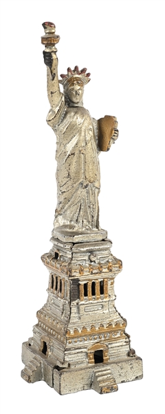 LARGE SILVER STATUE OF LIBERTY STILL BANK
