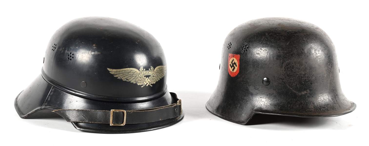 LOT OF 2: THIRD REICH LUFTSCHUTZ AND FIRE POLICE HELMET.