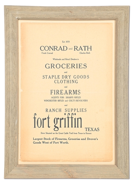 1870S FORT GRIFFIN TEXAS STORE BROADSIDE