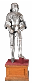 ATTRACTIVE FULL SUIT OF ARMOR ON STAND.