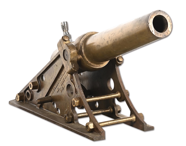 SCARCE BRONZE LYLE LIFE SAVING CANNON BY C.C. GALBRAITH & SON WITH PROJECTILES.