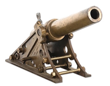 SCARCE BRONZE LYLE LIFE SAVING CANNON BY C.C. GALBRAITH & SON WITH PROJECTILES.