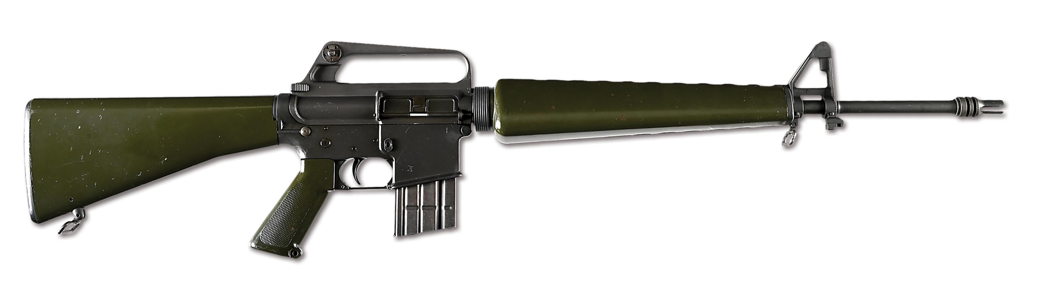 (N) GREEN FURNISHINGS COLT ARMALITE MODEL 01 MACHINE GUN, FORERUNNER OF M16 (CURIO & RELIC).