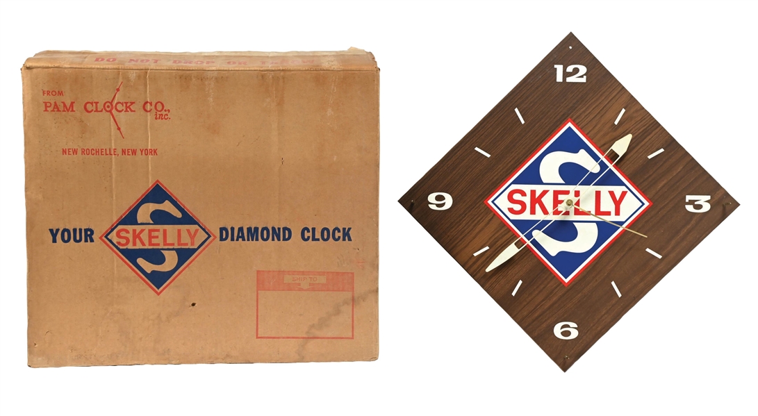 NOS SKELLY SERVICE STATION PAM CLOCK WITH ORIGINAL SHIPPING BOX