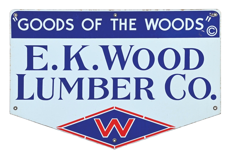 E.K. WOOD LUMBER CO. PORCELAIN SIGN