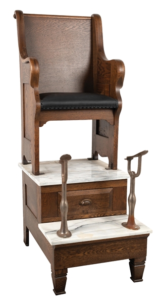 ANTIQUE OAK SHOE SHINE STATTION