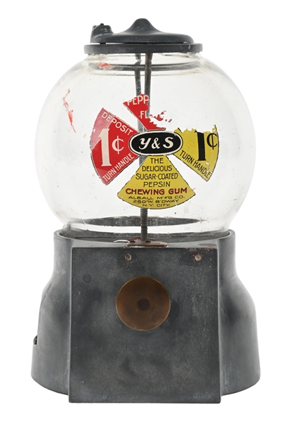 1¢ Y & S ALBALL CHEWING GUM VENDING MACHINE
