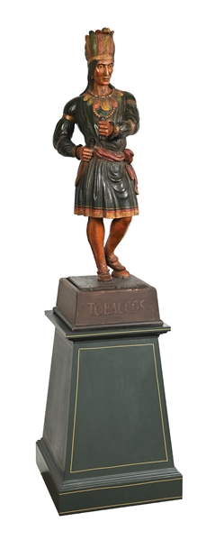 19TH CENTURY CARVED COUNTERTOP CIGAR STORE INDIAN CARVED BY BROOKS