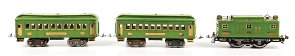 PRE-WAR LIONEL STANDARD GA. MACYS SPECIAL PASSENGER SET IN PEA GREEN