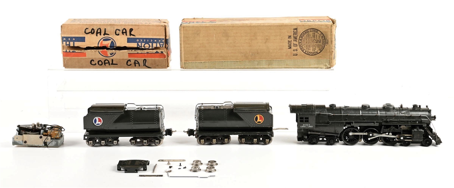 LOT OF 3: PRE-WAR LIONEL O-GA. NO. 763E SEMI-SCALE HUDSON STEAM LOCO WITH TENDER & SPARE TENDER