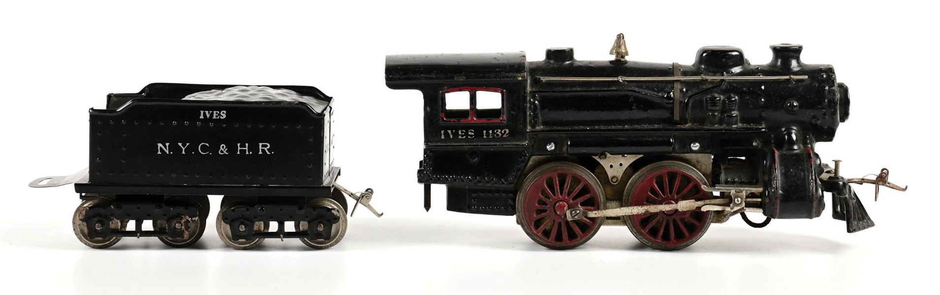 LOT OF 2: PRE-WAR IVES STANDARD GA. CAST IRON NO. 1132 STEAM LOCO WITH NO. 40 TENDER