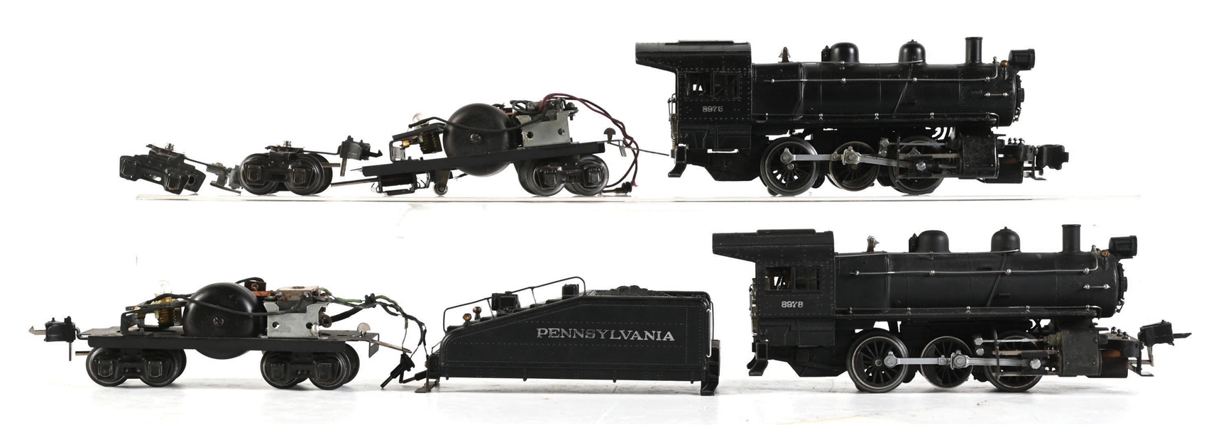LOT OF 2: LIONEL 0-GA. SEMI-SCALE SWITCHERS WITH TENDERS AND PARTS