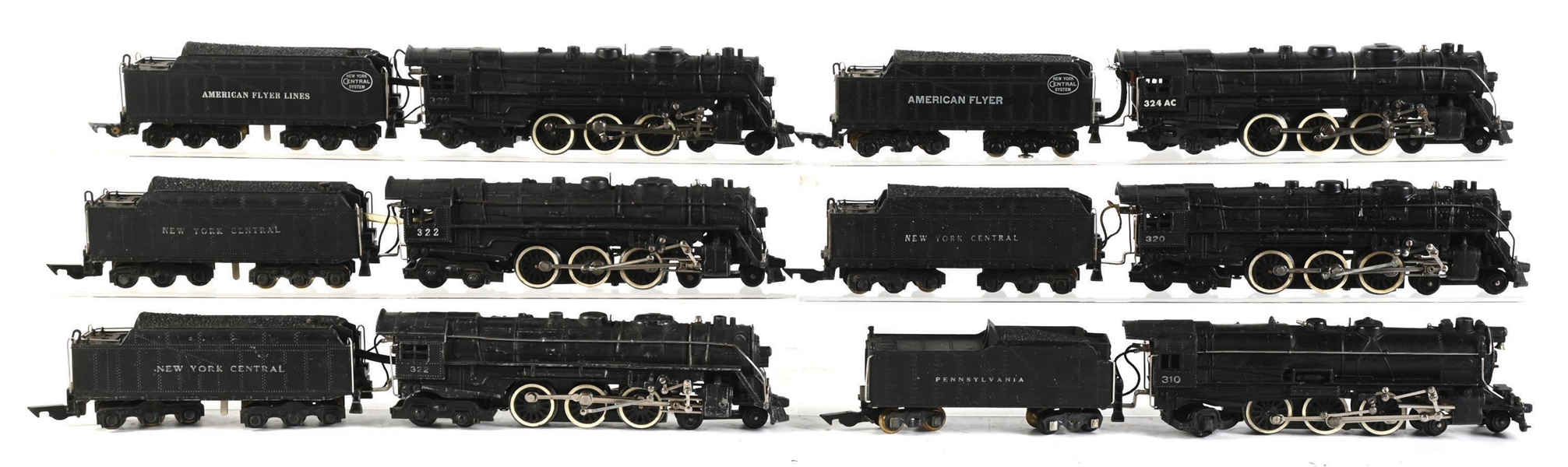 LOT OF 6: AMERICAN FLYER S-GA. STEAM LOCOMOTIVES & TENDERS