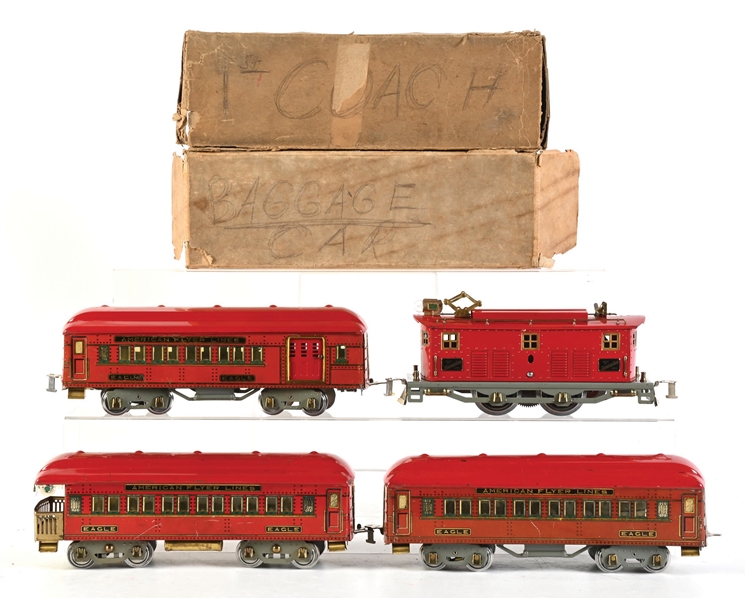 SET OF 4: AMERICAN FLYER STANDARD GAUGE EAGLE PASSENGER SET