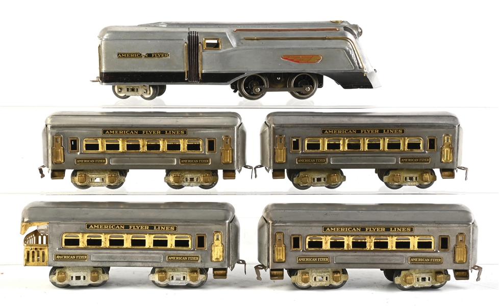 PRE-WAR AMERICAN FLYER O-GA. NO. 9915 AEOLUS STREAMLINE PASSENGER SET