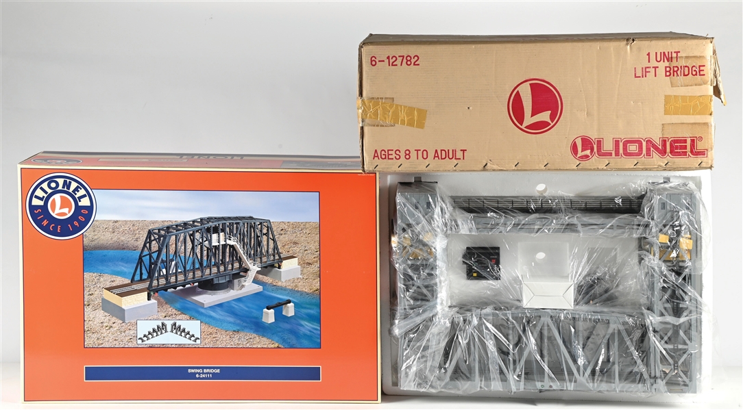 LOT OF 2: LIONEL O-GA. NO. 6-24111 SWING BRIDGE AND NO. 6-12782 LIFT BRIDGE WITH ORIGINAL BOXES