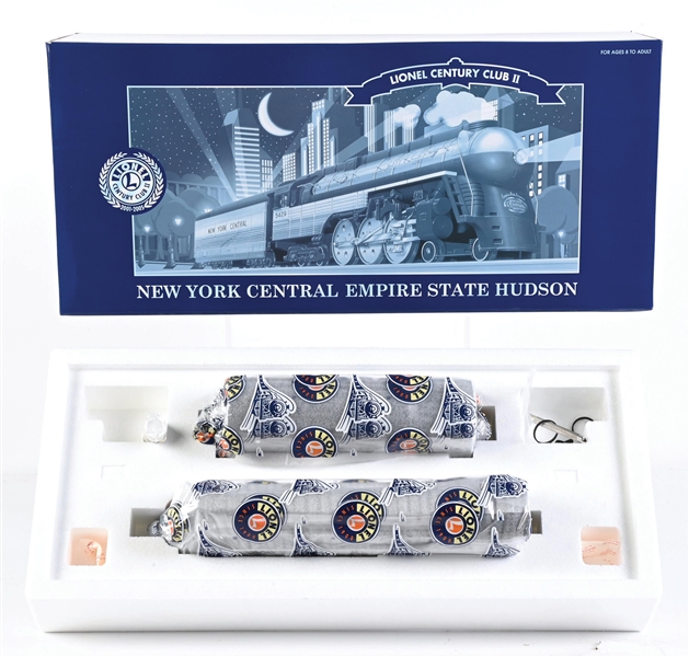 LIONEL O-GA. 6-38000 CENTURY CLUB NEW YORK CENTRAL EMPIRE STATE HUDSON STEAM LOCOMOTIVE AND TENDER