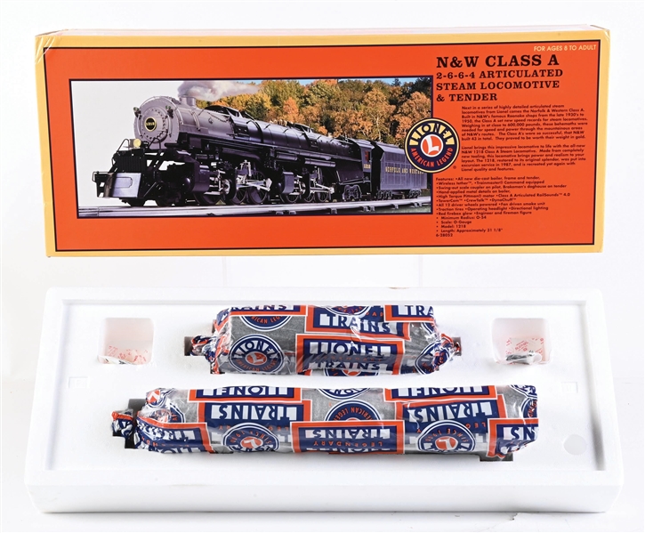 LIONEL O-GA. 6-28052 NORFOLK & WESTERN CLASS A 2-6-6-4 ARTICULATED STEAM LOCOMOTIVE AND TENDER
