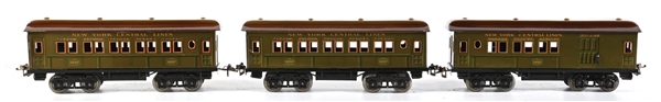 LOT OF 3: BING NEW YORK CENTRAL TIN LITHO PASSENGER CARS