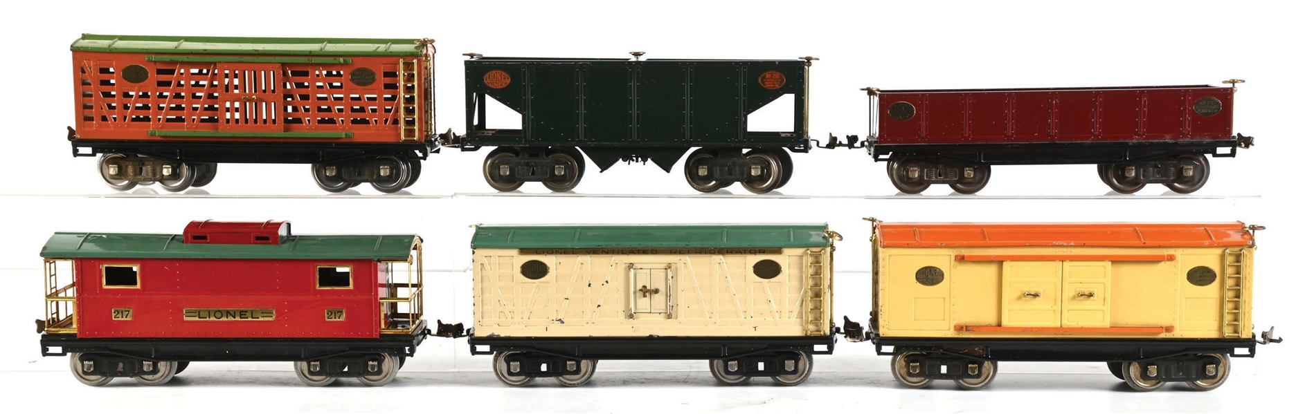 LOT OF 6: LIONEL PREWAR STANDARD GAUGE ASSORTED 200 SERIES FREIGHT CARS