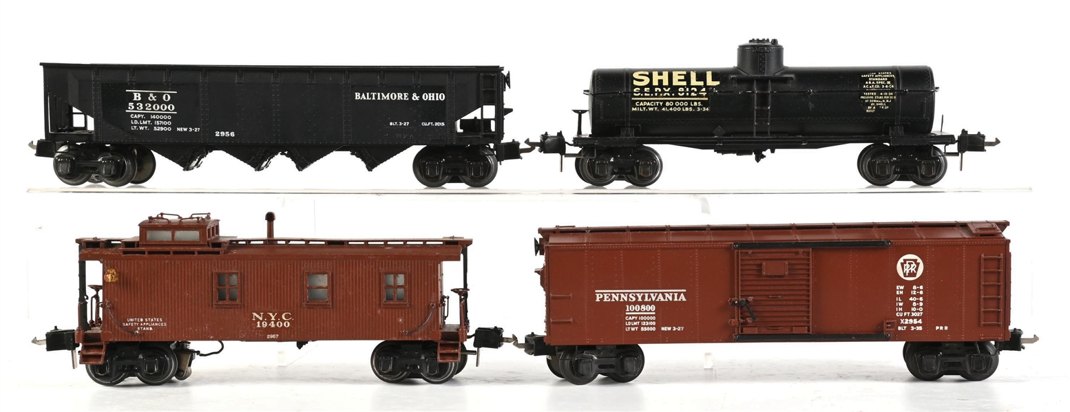 SET OF 4: LIONEL PREWAR O GA. SEMI-SCALE FREIGHT CARS