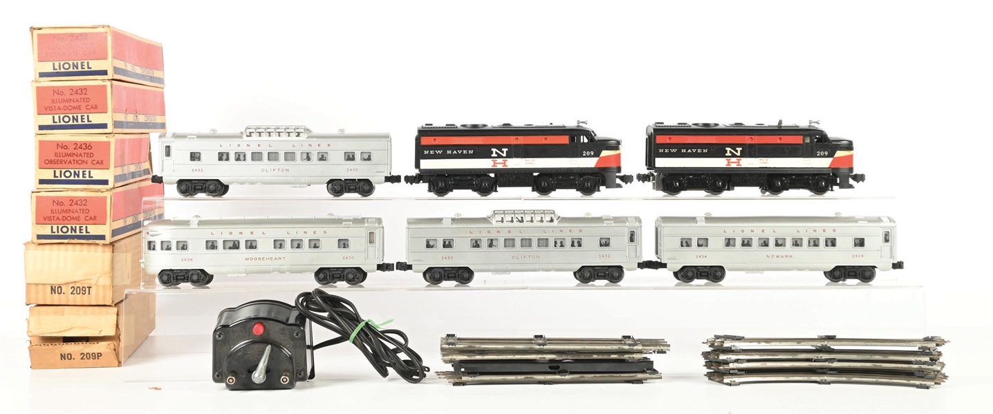 LIONEL POSTWAR O. GAUGE SET NO. 1608W NEW HAVEN DIESEL PASSENGER SET