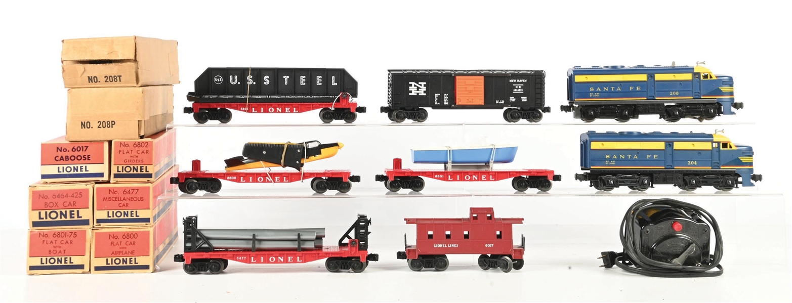 LIONEL POSTWAR O. GAUGE NO. 1605W DIESEL FREIGHT SET WITH ORIGINAL BOXES AND SET BOX