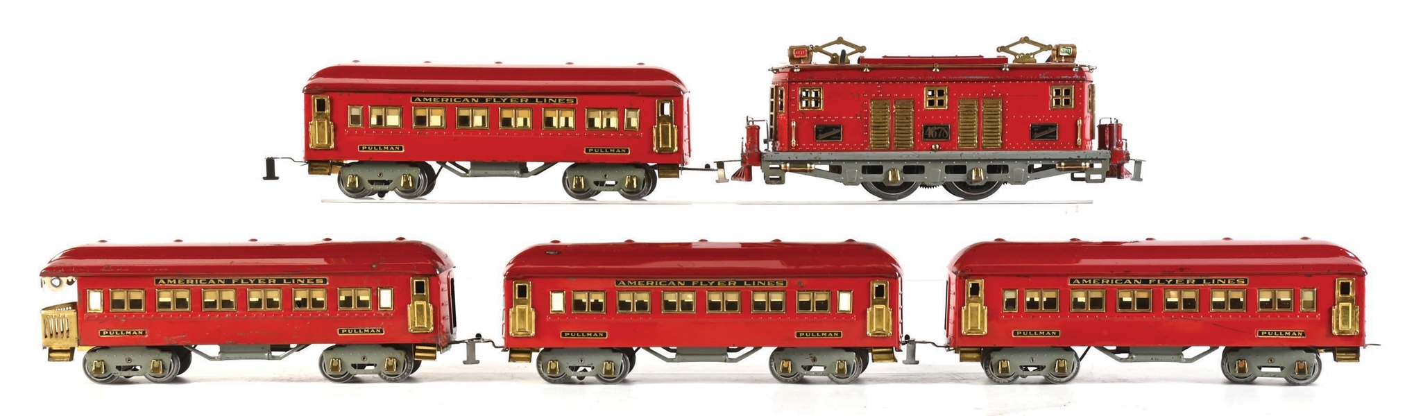 PRE-WAR AMERICAN FLYER STANDARD GA. NO. 4678 4-CAR PASSENGER SET