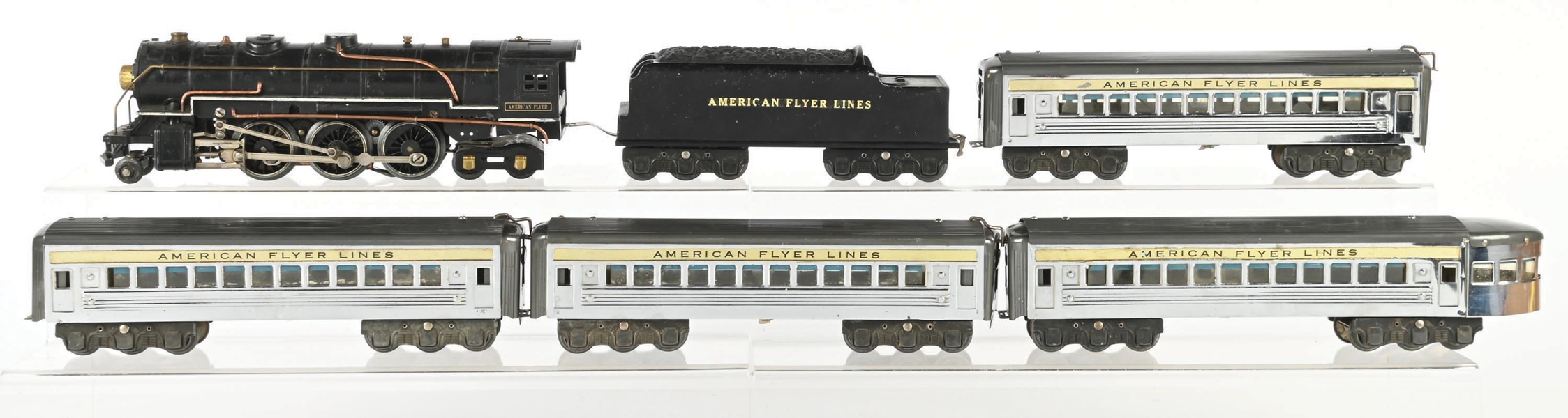AMERICAN FLYER PREWAR O. GAUGE HUDSON STEAM LOCOMOTIVE PASSENGER SET