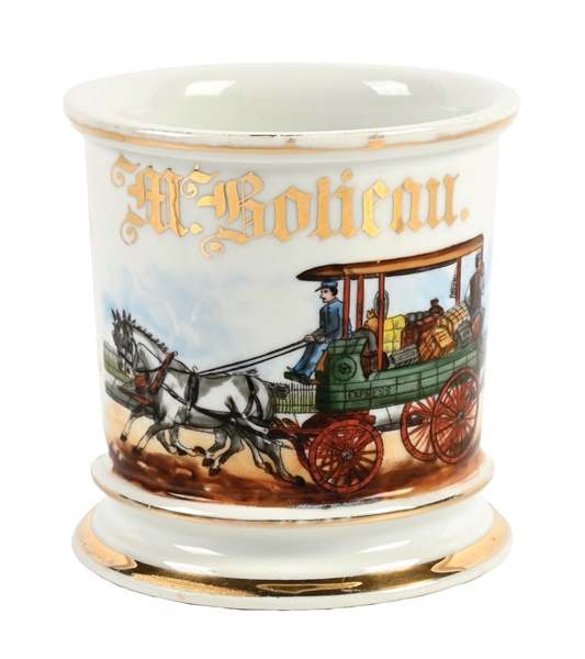 HORSE DRAWN DELIVERY WAGON DRIVER SHAVING MUG