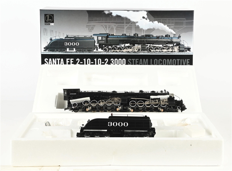 MODERN ERA LIONEL O-GA. VISION LINE NO. 6-11155 SANTA FE 2-10-10-2 STEAM LOCOMOTIVE & TENDER W/ ORIGINAL BOX