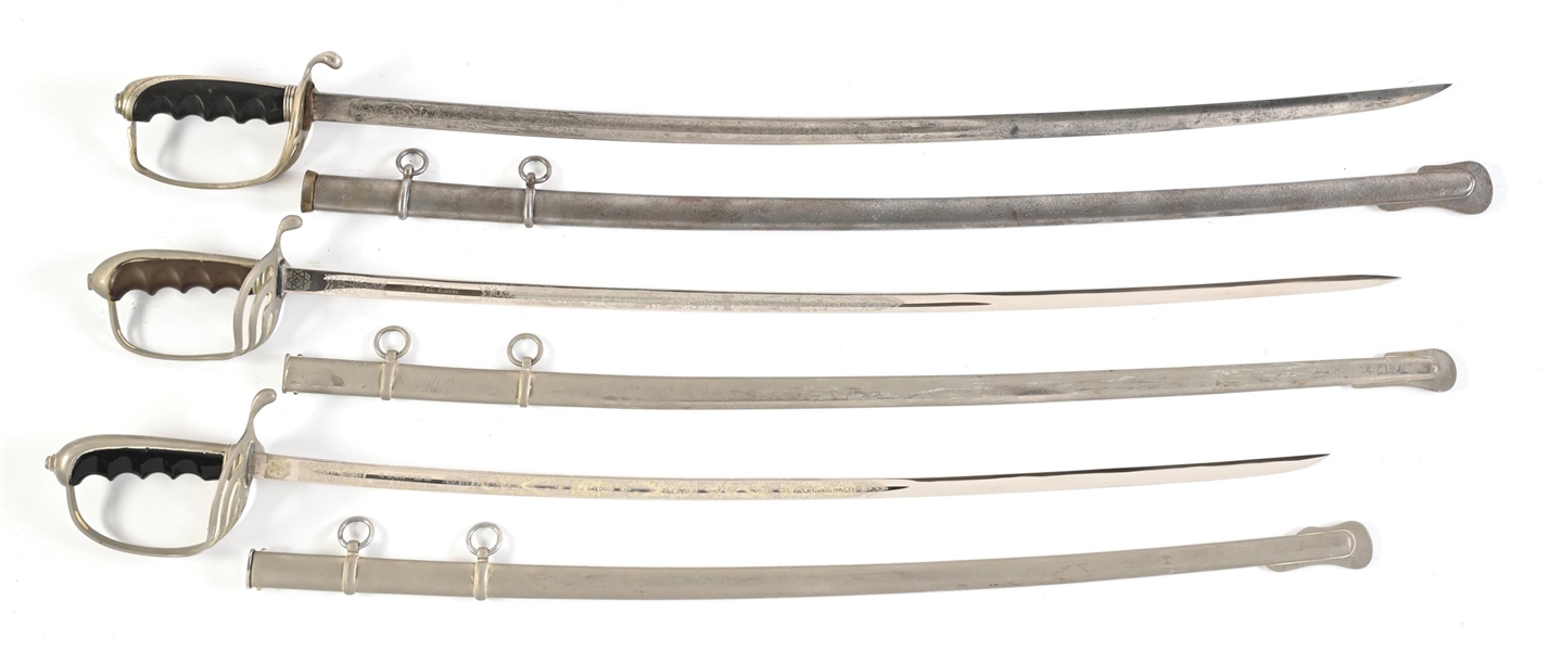 LOT OF 3: US ARMY M1902 OFFICER SWORDS.