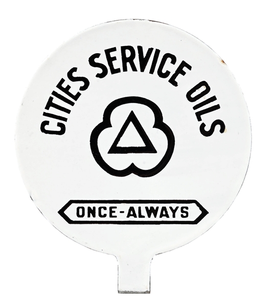 OUTSTANDING CITIES SERVICE OILS ONCE-ALWAYS PORCELAIN LUBSTER PADDLE SIGN