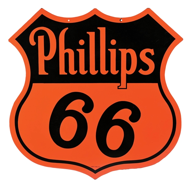 IMPRESSIVE 48" PHILLIPS 66 GASOLINE PORCELAIN SHIELD SIGN