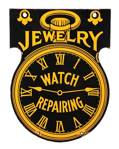 JEWELRY & WATCH REPAIRING DIE-CUT PORCELAIN SIGN