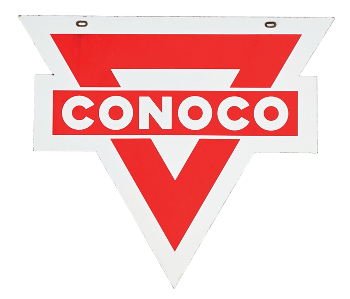 OUTSTANDING 30" CONOCO GASOLINE PORCELAIN CURB SIGN
