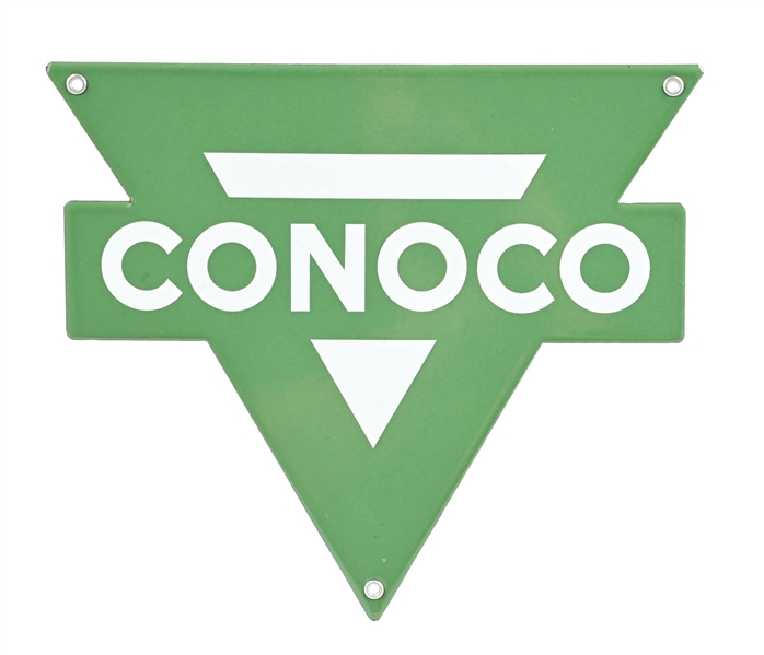 CONOCO GASOLINE DIE-CUT PORCELAIN PUMP PLATE SIGN