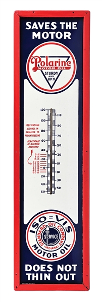 OUTSTANDING STANDARD OIL COMPANY POLARINE MOTOR OIL PORCELAIN THERMOMETER