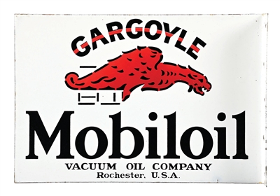 OUTSTANDING GARGOYLE MOBILOIL PORCELAIN FLANGE SIGN