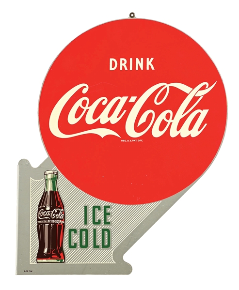 IMPRESSIVE DRINK COCA-COLA ICE COLD TIN FLANGE SIGN