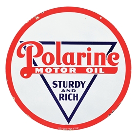 OUTSTANDING POLARINE MOTOR OIL STURDY AND RICH PORCELAIN SIGN